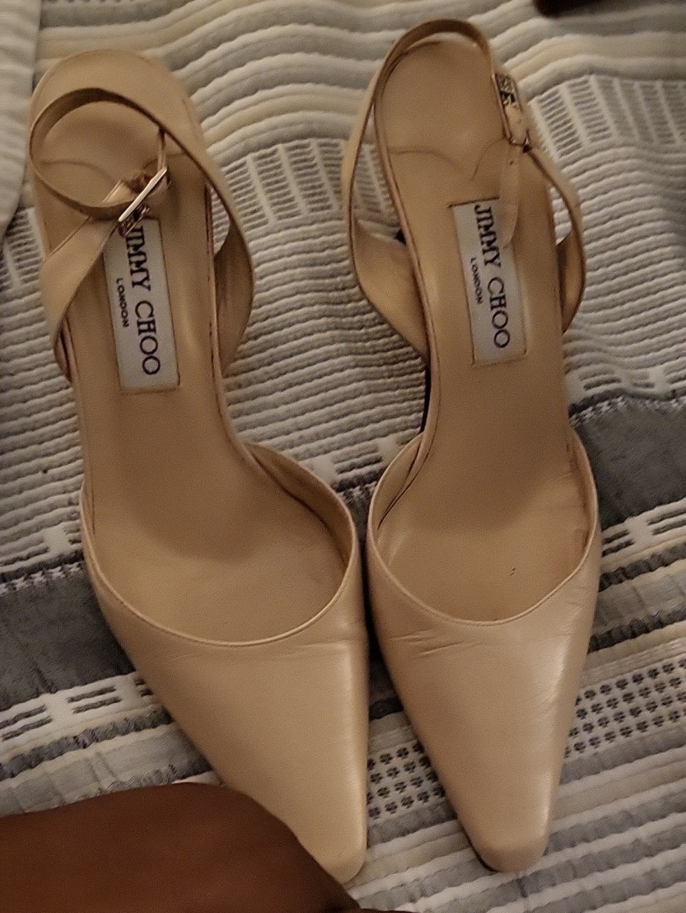 Jimmy Choo Nude Pointed-Toe Slingback Heels
